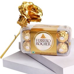 Gratifying Ferrero Rocher Chocolates with a Golden Rose