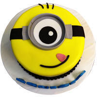 Sumptuous 1 Eye Minions Fondent Cake for Kids