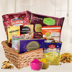 Fabulous Holi Gift Basket with Assorted Items