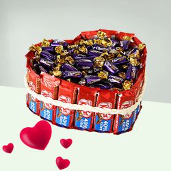 Splendid Hearty Arrangement of Kitkat n Cadbury Candies