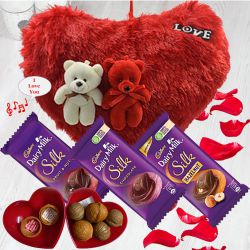 Musical Cushion with Cadbury Silk n Love Message Box for Valentine