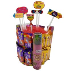 Perfect Assorted Cadbury Chocolates Tower with Holi Colours