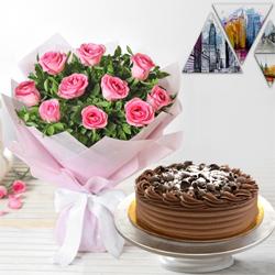 Special Pink Roses and Eggless Chocolate Cake