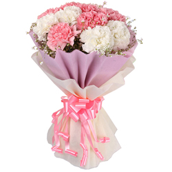 Exquisite Bouquet of White N Pink Carnations