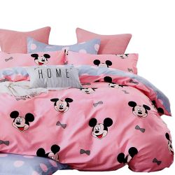 Designer Cartoon Print Double Bed Sheet With Pillow Cover Set