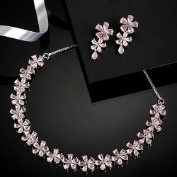 Exclusive AD Studded Flower Jewellery Set