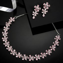 Exclusive AD Studded Flower Jewellery Set