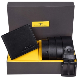 Fashionable Black Wallet N Belt Combo Gift for Men