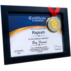 Stylish Personalized Certificate of Best Boyfriend with Medal