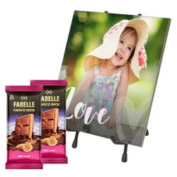 Astonishing Personalized Photo Tile with ITC Fabelle Twin Chocolates