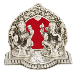 Wonderful Silver Plated Laxmi Ganesh in Mandap and Diya