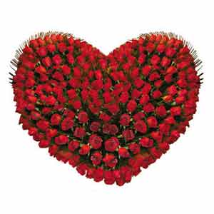 Classy arrangement of radiant Roses in Heart Shape to Rajamundri