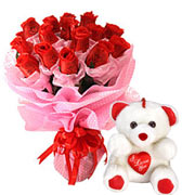 Long Lasting  Red Roses Bouquet with Teddy to Bareilly
