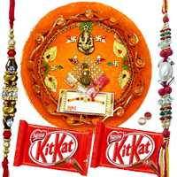 Beautiful Rakhi Thali With 2 Rakhi N KitKat to Rakhi-to-canada.asp