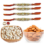Fascinating Combo of 4 Rakhi With Almonds , Cashews to Rakhi-to-canada.asp