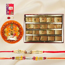 Blazing Rakhi n Thali with Milk Cake Mosaic to Canada-rakhi-sweets.asp