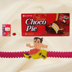 Yummy Choco Pie Pack with free Kids Rakhi, Roli Tilak and Chawal 