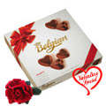 Rich Belgian Chocolates  with a velvet Rose Love Fantasy