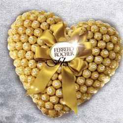 Remarkable Heart Shaped Arrangement of Ferrero Rocher Chocolate