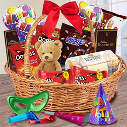 Yummy Gift Basket of Chocolates, Teddy N Assortments