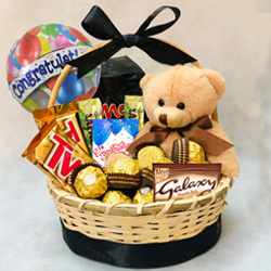 Delectable Gift Basket of Chocolates N Teddy