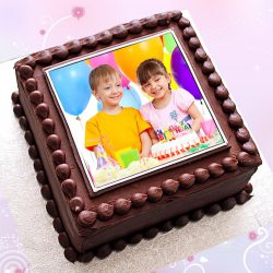 Sumptuous Square Shape Chocolate Flavor Photo Cake to Alwaye
