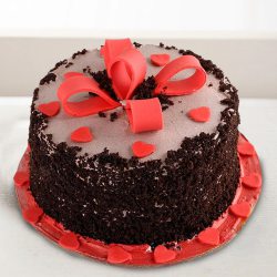 Tempting Heart N Flower Design Eggless Black Forest Cake to Alwaye