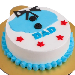 Fresh Baked Bow Theme Cream Cake for Father