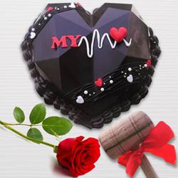 Sumptuous Heart Shape Pinata Cake with Single Rose to India