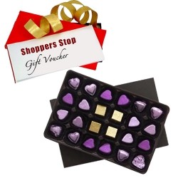 Splendid Gift Combo of Shoppers Stop Gift E Voucher worth Rs.1000 with 24 Pc. Homemade Assorted Chocolate