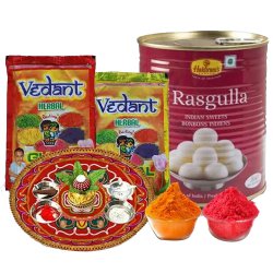 Special Holi Treat of Haldiram Rasgulla, Puja Thali N Herbal Gulal