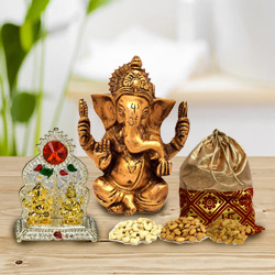 Exclusive Lord Ganesha Murti with Mandap and Dry Fruits