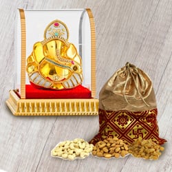 Classic Vighnesh Ganesh Murti with Crunchy Dry Fruits to India