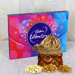 Scrumptious Cadbury Celebrations Pack with Dry Fruits Potli to India