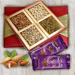 Classic Box of Mixed Dry Fruits with Cadbury Dairy Milk Silk to India