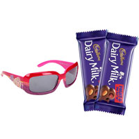 Gracing Eyes Barbie Sunglasses With 2 pcs Cadburys Dairy Milk Fruit n Nut Bar to Rajamundri