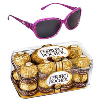 Admirable Barbie Themed Sunglasses with 16 pcs Ferrero Rocher Chocolate to Rajamundri