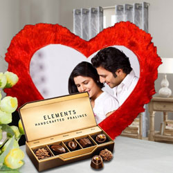Exclusive ITC Chocolates with Heart Shaped Personalized Cushion