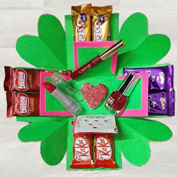2 Layer Explosion Box of Lakme Cosmetics n Chocolates to Hariyana