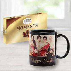 Special Personalized Family Photo Mug with Ferrero Rocher Chocolate on Diwali to India