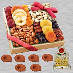 Special Diwali Dry Fruits Platter with Ganesh Lakshmi Mandap, Free Diya