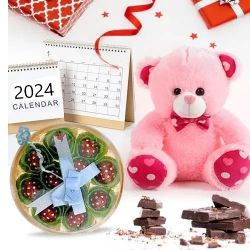 Desk Calender with Happy New Year 2 line SMS Chocolate