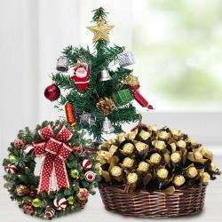 Delectable Ferrero Rocher Chocolates arranged in Basket