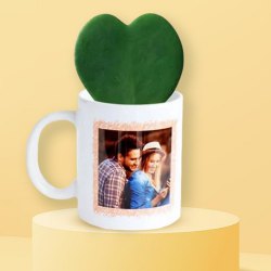 Lovely Hoya Heart Plant in Personalized Coffee Mug to Hariyana