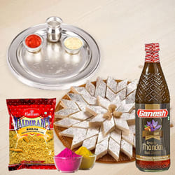 Exclusive Silver Plated Thali with Holi Gift Assortments