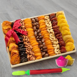 Delectable Dry Fruits n Nuts Gift Tray for Holi