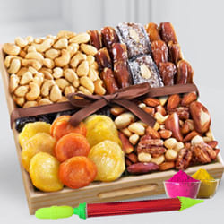 Yummy Assorted Dry Fruits Gift Tray for Holi