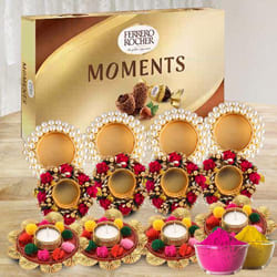 Striking Diya Set with Ferrero Rocher for Holi