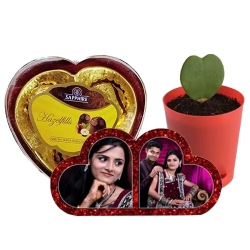 Amazing Personalized HB Double Heart, Zoya Heart Plant n Sapphire Chocolate to Alwaye
