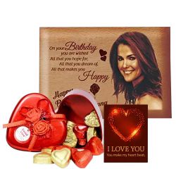 Amusing Personalized Love Frame with Heart Chocolates n ILU Card to Alwaye